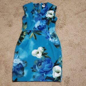 Calvin Klein Blue Floral Midi Dress